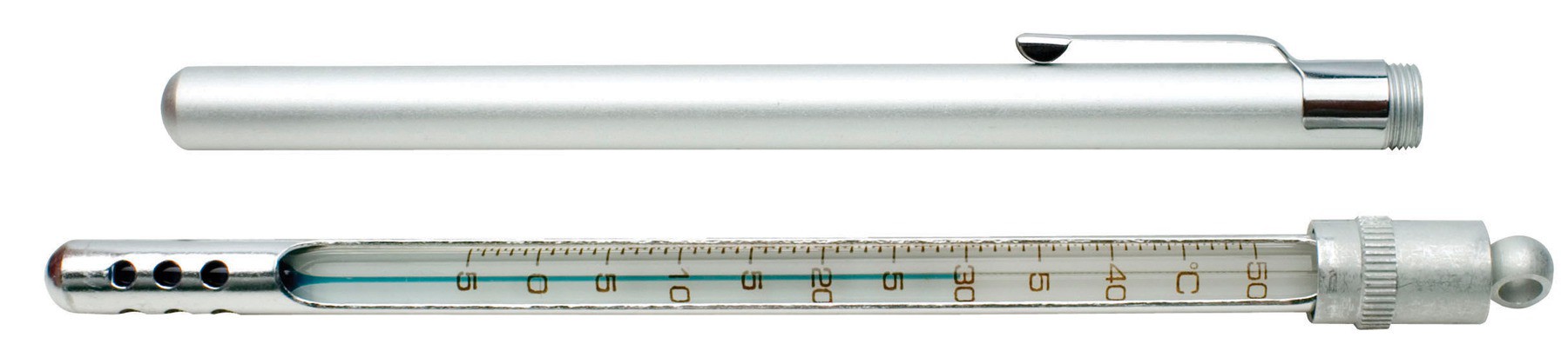 H-B Enviro-Safe Liquid-In-Glass Pocket Thermometer; -5 to 50C, Aluminum Duplex Case, Environmentally Friendly