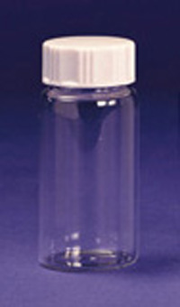 Glass scintillation vial, with white screw cap<br>51 (H) x 27mm (Dia)<br>(p/500)
