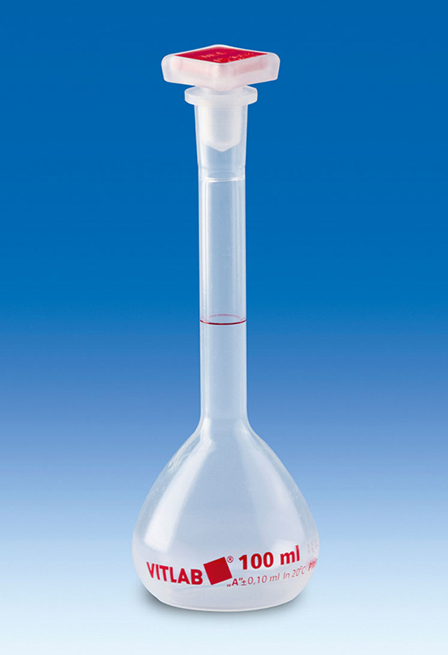 Plastic volumetric flask 100ml, PMP, Class A