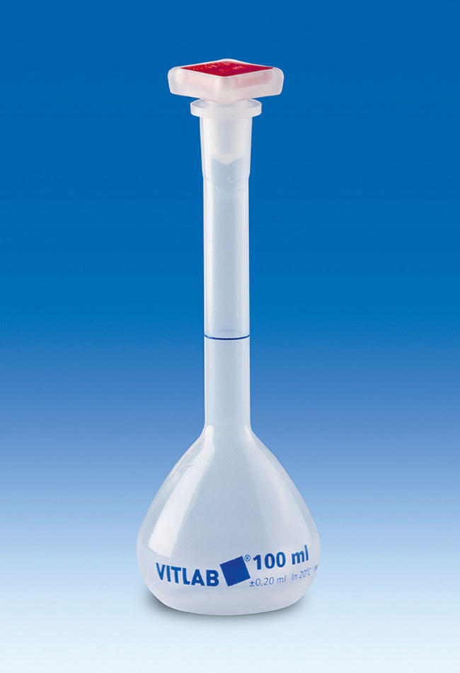 Plastic volumetric flask 1L, PP, Class B
