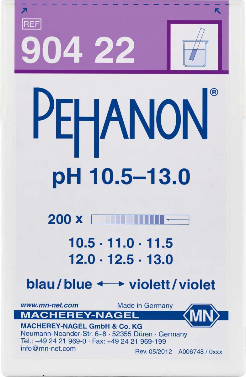 pH test strips, PEHANON 10.5 to 13.0 (Box of 200 test strips)