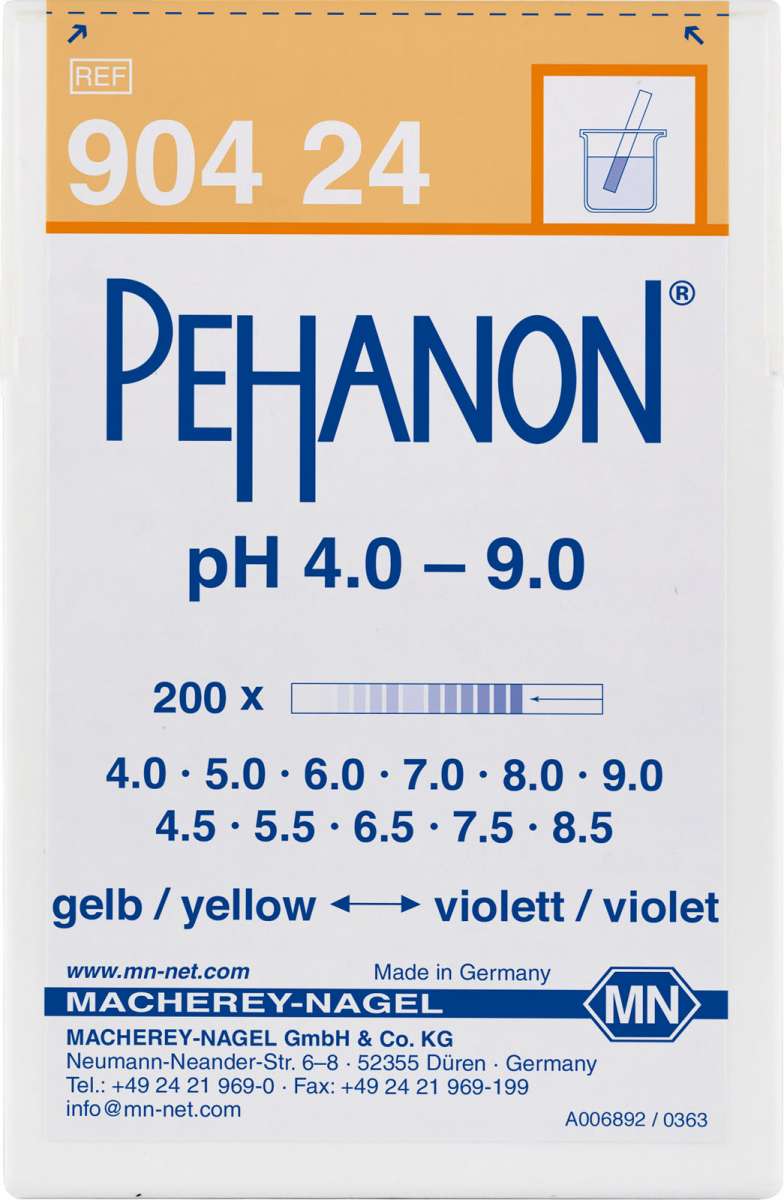 pH test strips, PEHANON 4.0 to 9.0 (Box of 200 test strips)