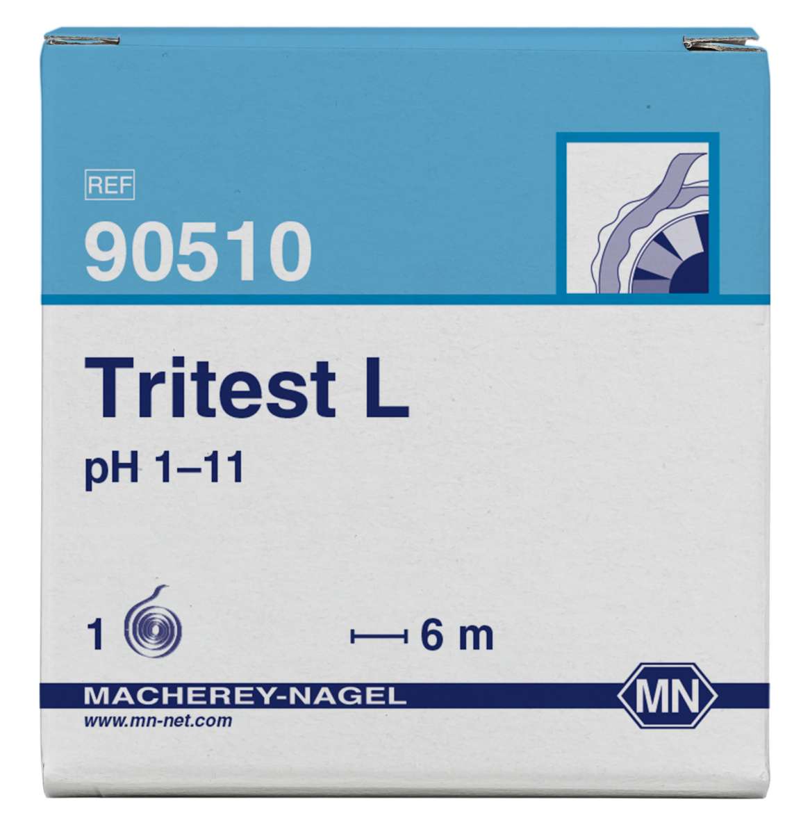 pH test paper Tritest L pH 1-11, 3 indicator zones and hydrophobic barriers (Reel of 5m length and 14mm width)