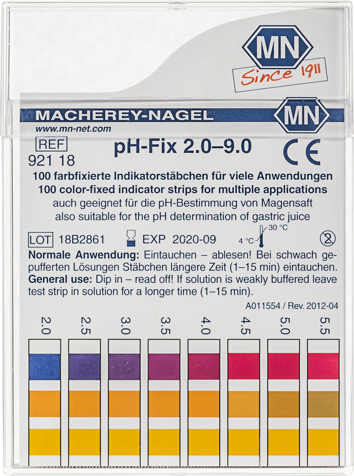 pH test strips 2.0 to 9.0 (Box of 100 pcs)