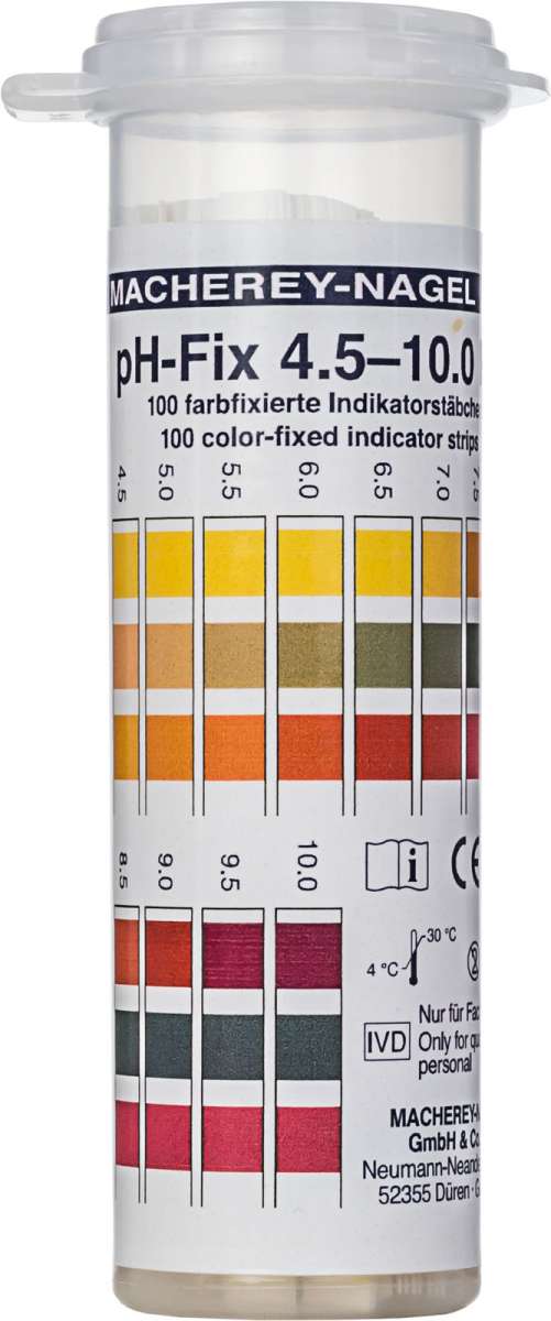 pH test strips 4.5 to 10.0 (PlopTop tube of 100 pcs)