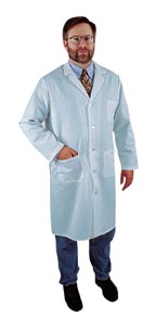 Lab coat, long sleeve, cotton, 3 front pockets, white, size M