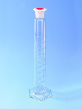 Glass mixing cylinder with PE Stopper 10ml x 0.2ml, Blue graduation