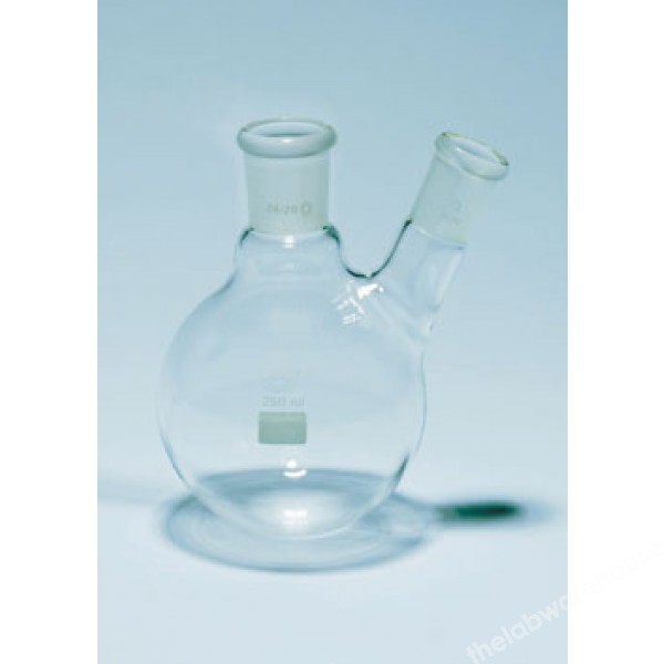 Glass round bottom flask 1L, 2 neck, centre socket 24/29, side socket 19/26